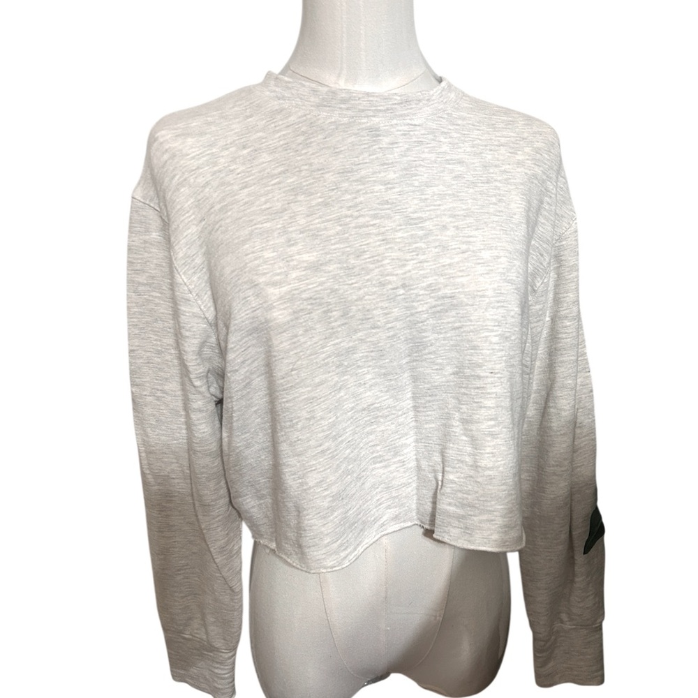 Monrow Light Gray Cropped Sweatshirt